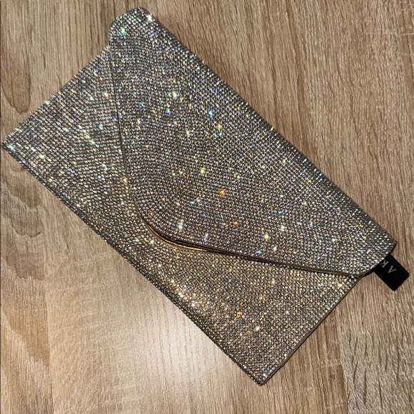 NWT‎ AKIRA Silver/Gold Glitter Clutch “Diamonds Dancing” Envelope Evening Bag - Picture 1 of 5